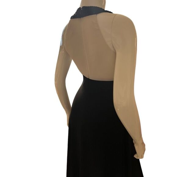 Elegant Black & Cream Beaded Midi Dress Size 6 - Picture 4 of 10